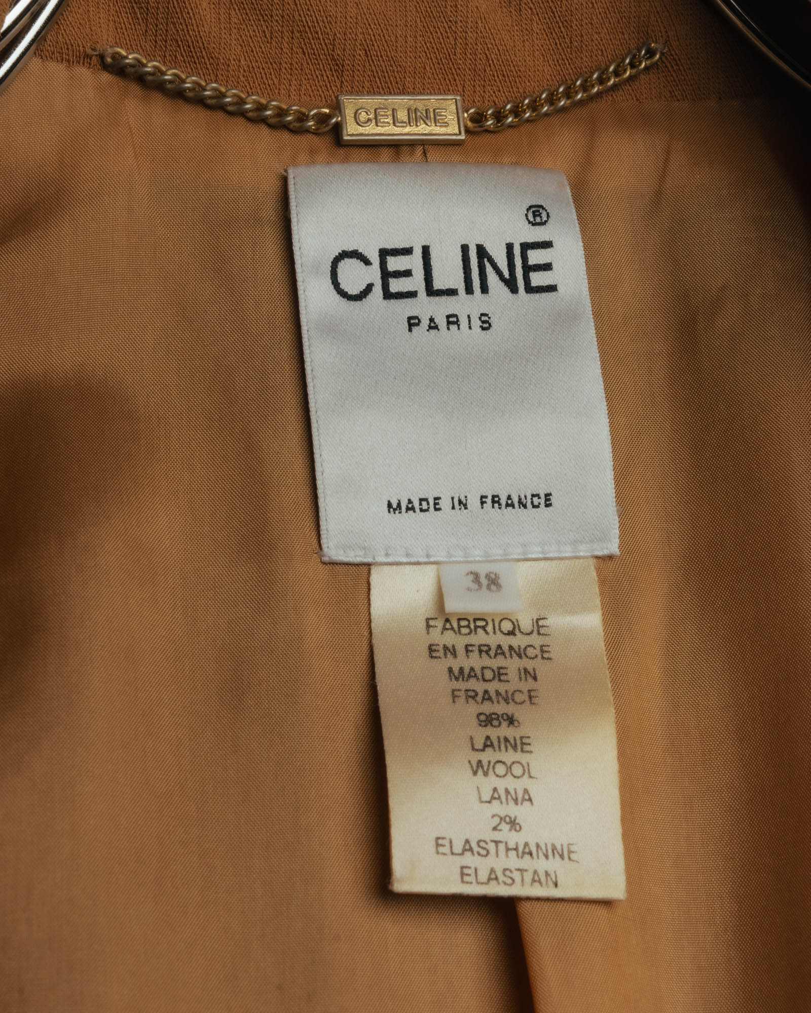 -SPECIAL- "CELINE" 80's-90's Black piped wool tailored jacket
