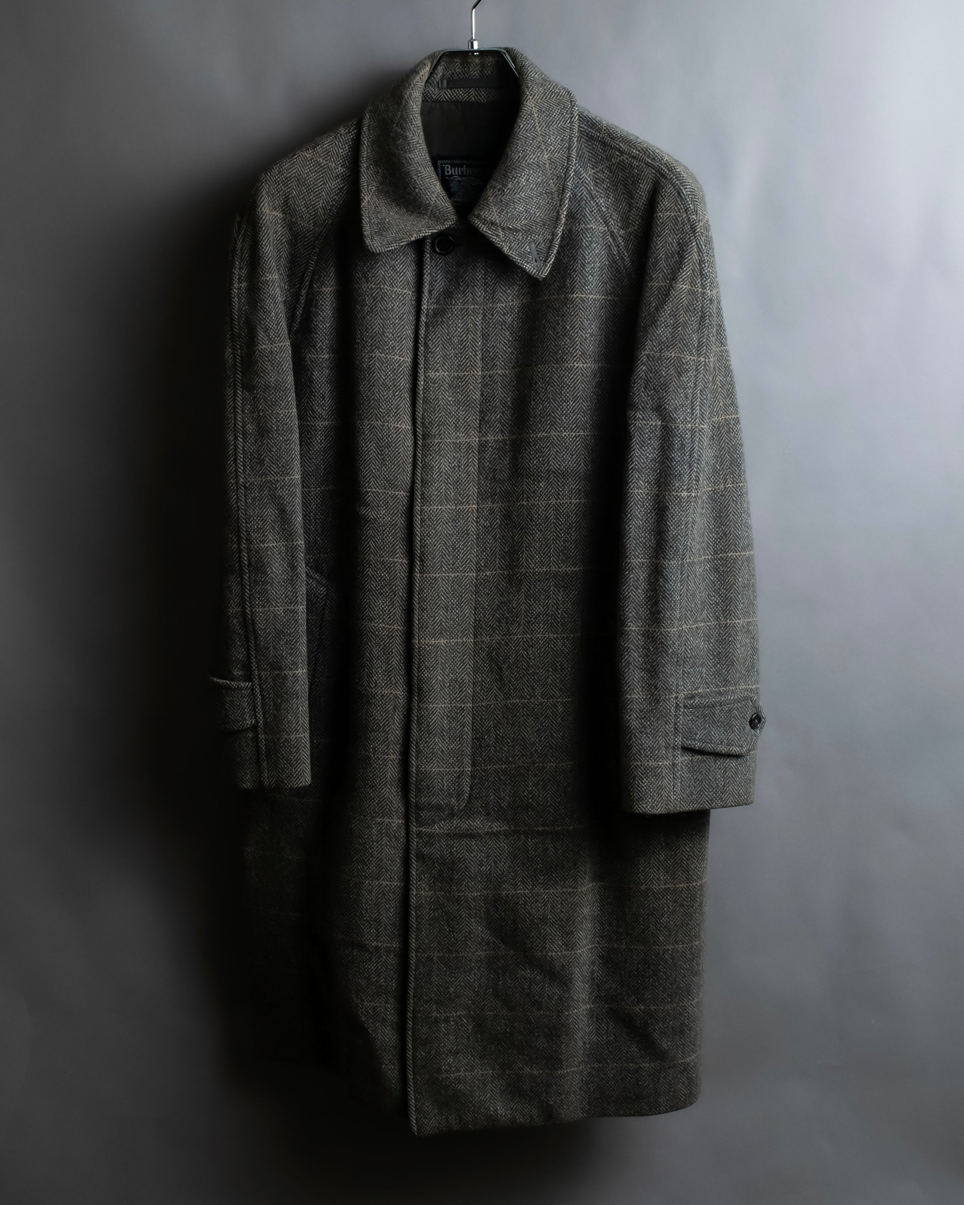 "BURBERRYS" Fine check pattern herringbone coat