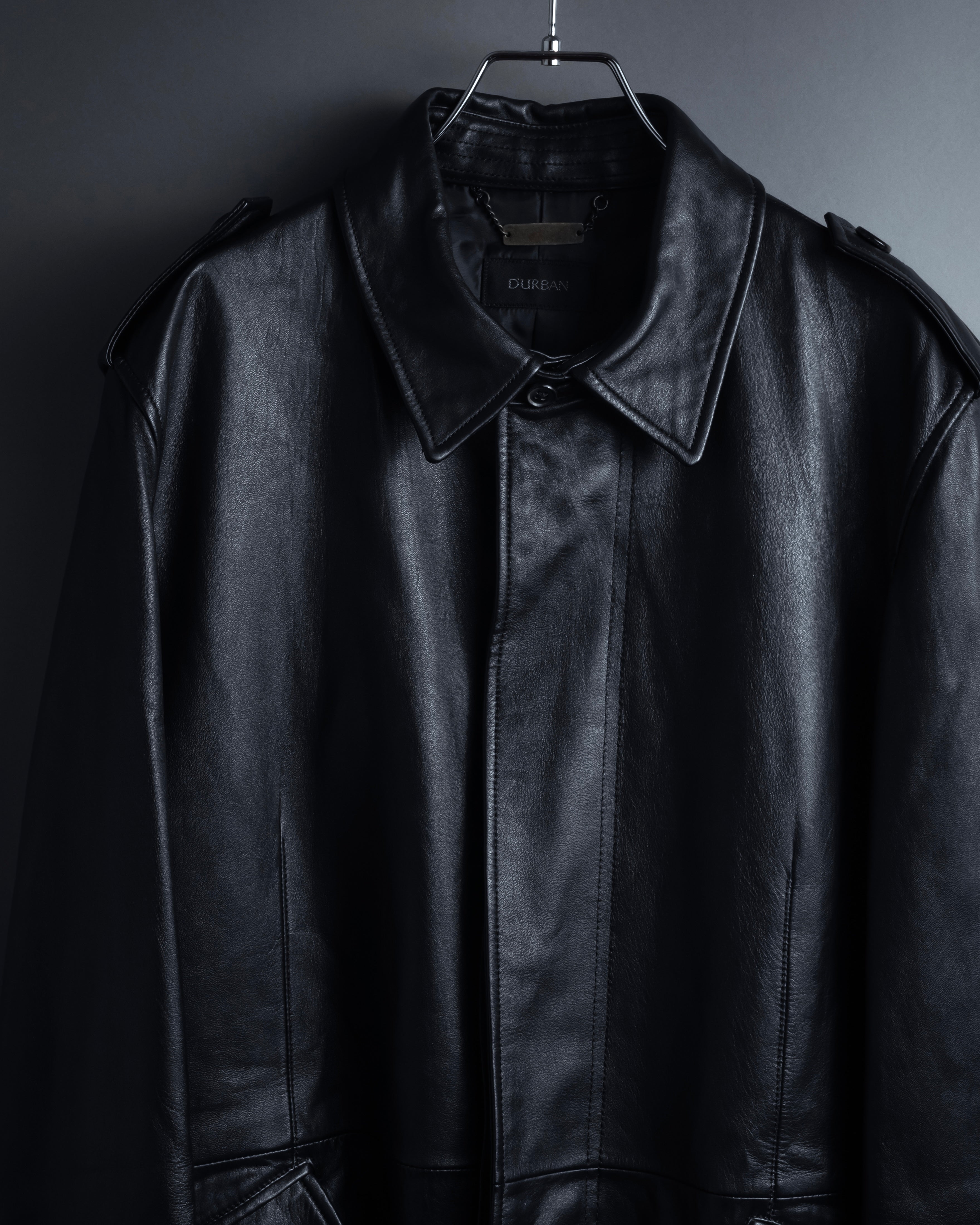 "DURBAN" Double zipper sheepskin leather coat