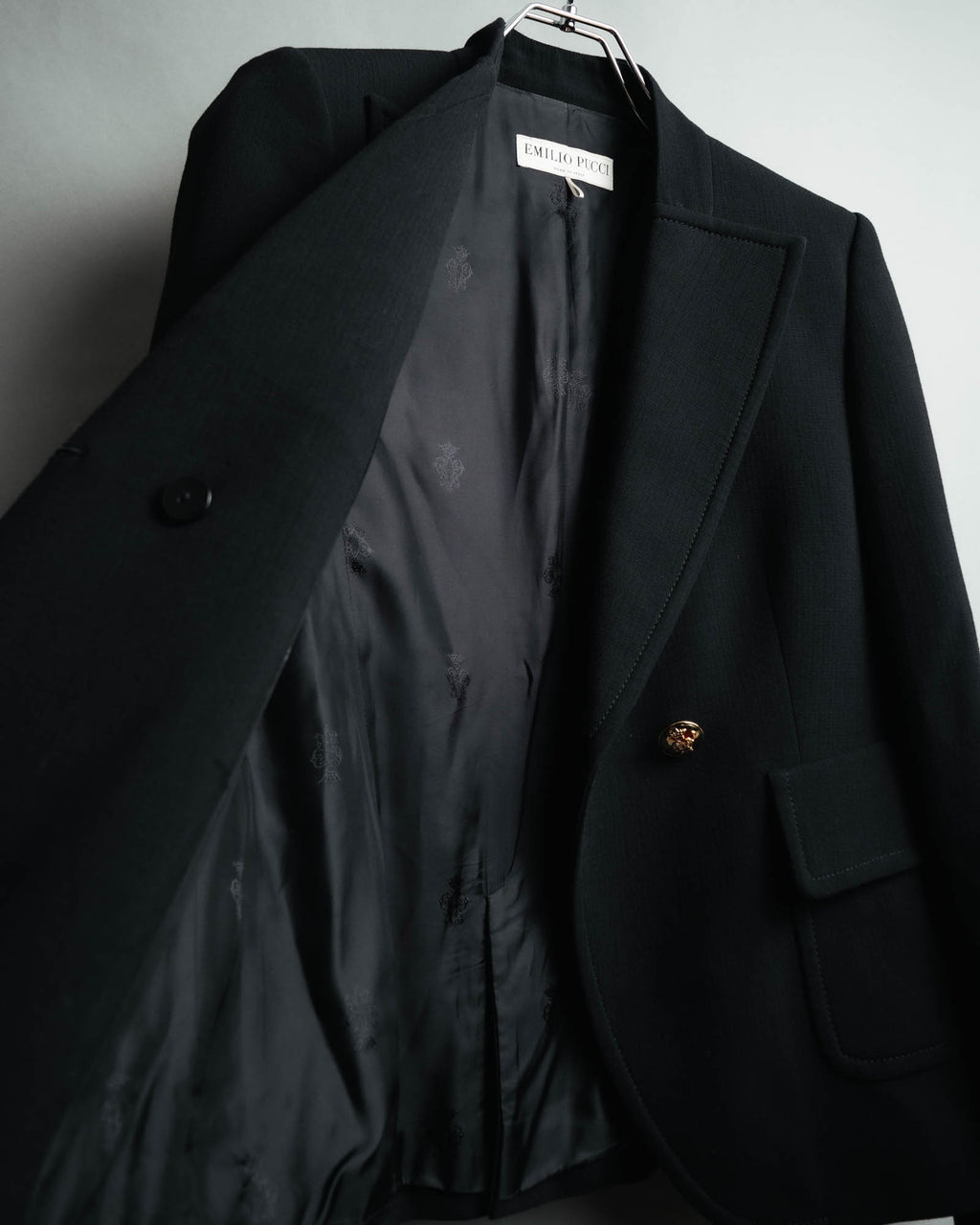"EMILIO PUCCI" 00's-10's Gold buttoned tailored wool blazer
