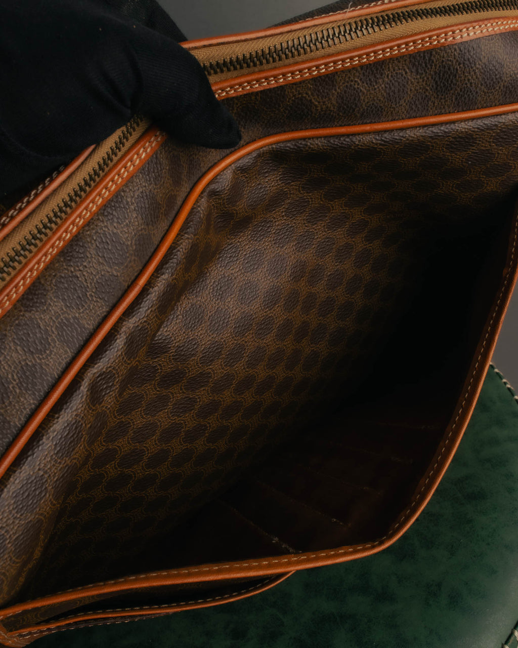"CELINE" 80's-90's Macadam monogram pvc leather shoulder briefcase