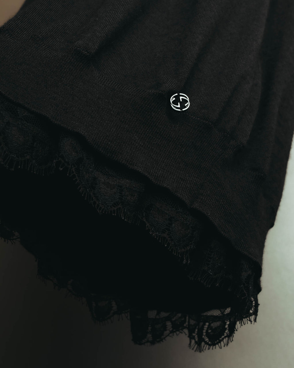 "GUCCI" 90's-10's Delicate lace-trim knit tank top