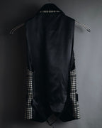 –SPECIALS– "Yves Saint Laurent" 90’s Mid gingham check velvet lapel tailored vest