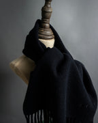 "CELINE" Logo engraved fringe design wool muffler