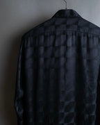 "Saint Laurent Paris" Geometric pattern fly front silk shirt