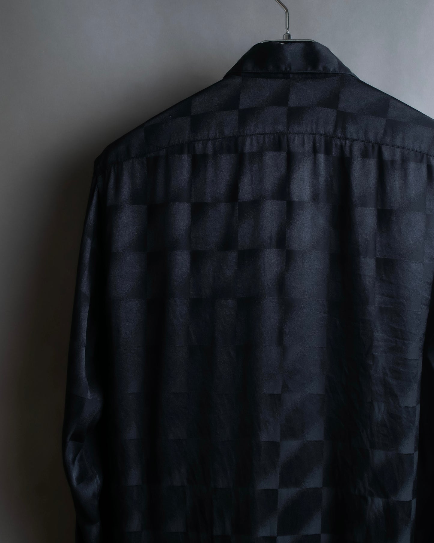 "Saint Laurent Paris" Geometric pattern fly front silk shirt