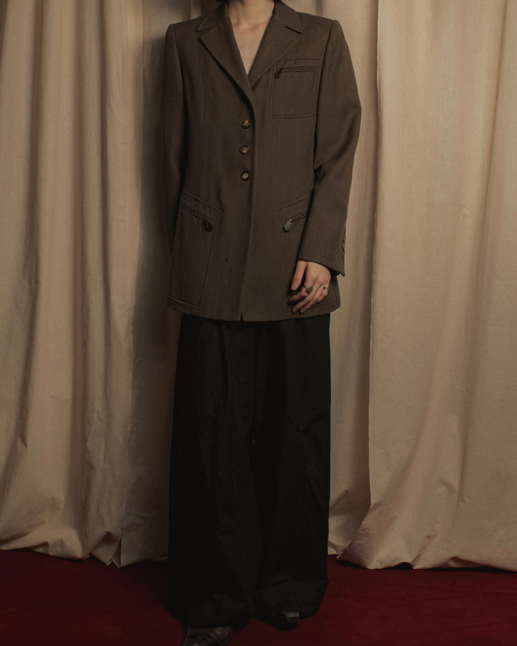 -SPECIAL- "HERMES" 90's Military-inspired zip design tailored jacket