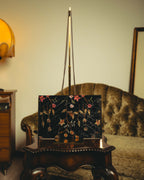 "VALENTINO" 80's-90's Ornately embroidered velvet chain shoulder bag
