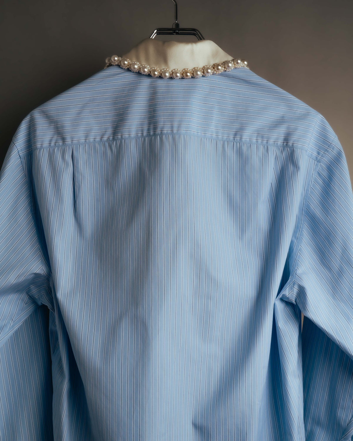 -SPECIAL- "GUCCI" 2010's-20's Pearl embellished detachable collar striped long shirt