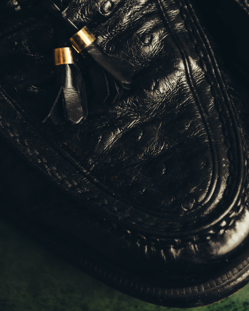 "BALENCIAGA" 80's-90's Textured leather tassel loafers