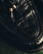 "BALENCIAGA" 80's-90's Textured leather tassel loafers