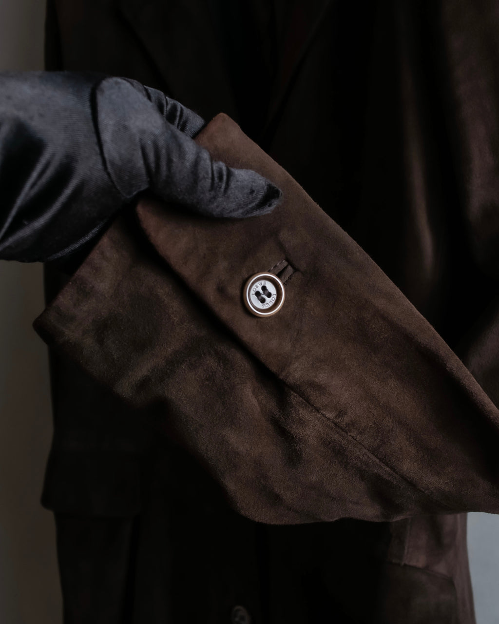 "LOEWE" 80's flowing line suede leather chester coat