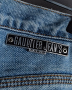 "JEAN PAUL GAULTIER JEANS" Beautiful fade button fly straight denim