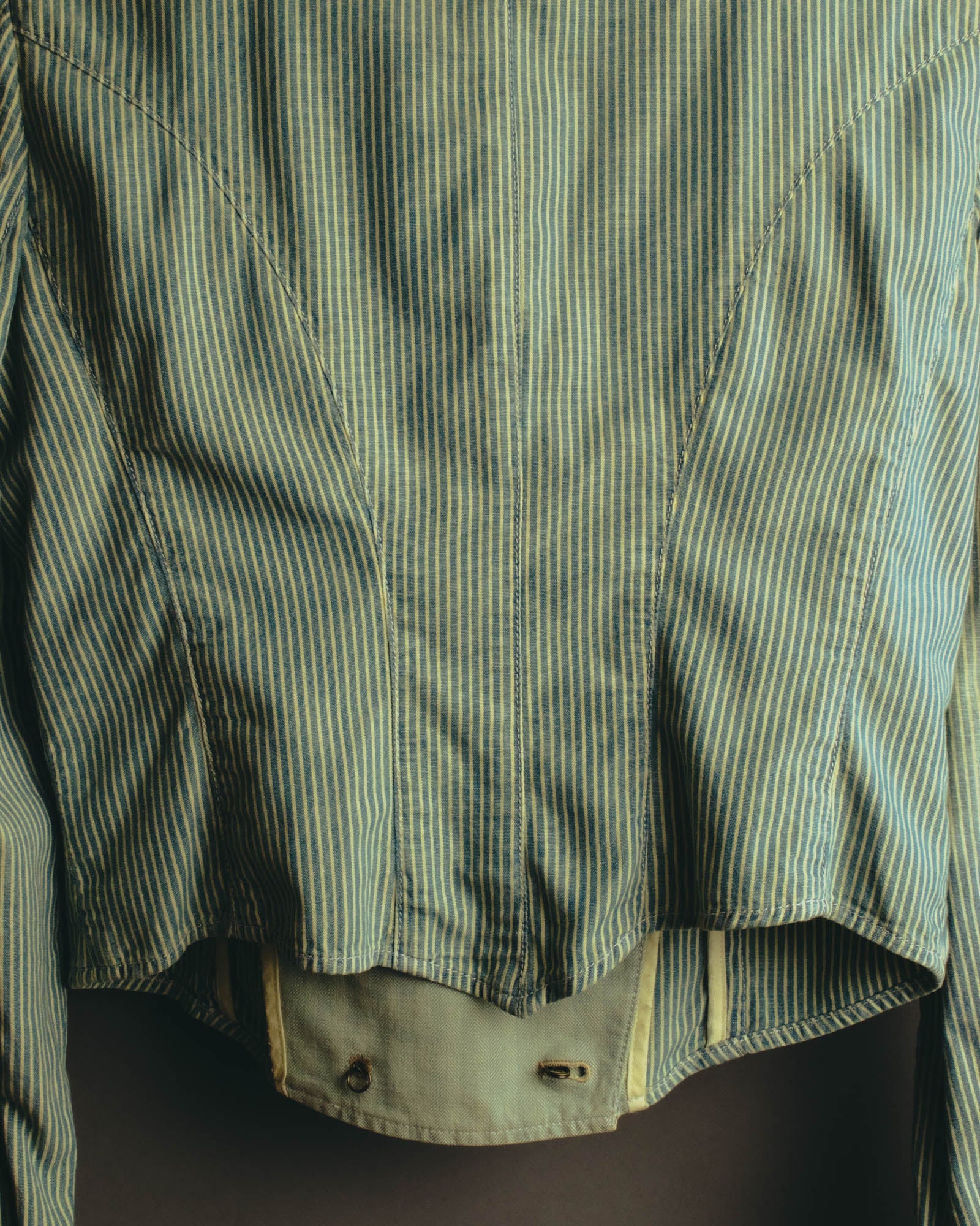 -SPECIAL- "Ralph Lauren" 00's Hickory stripe cotton double-breasted marine jacket
