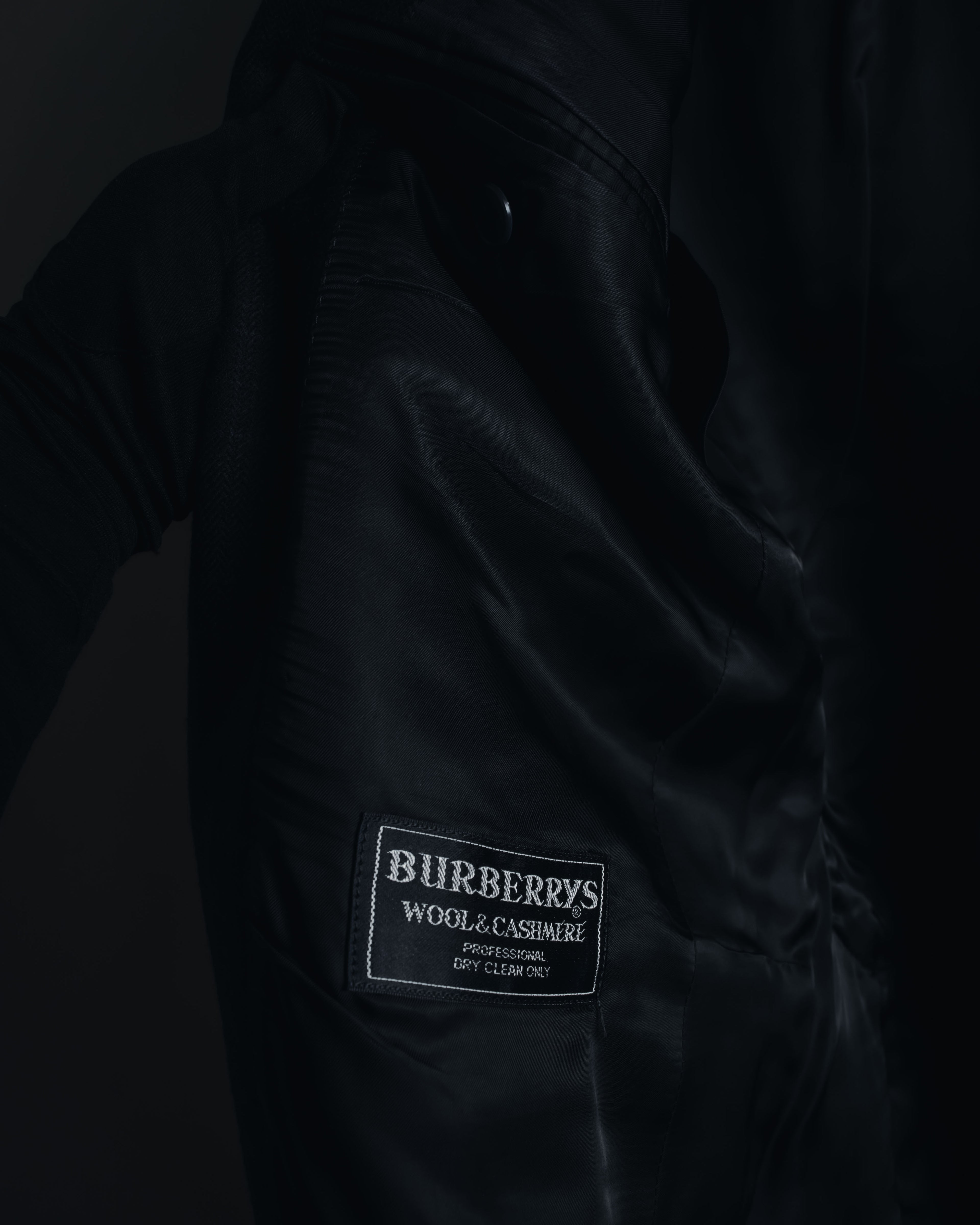 "Burberrys" 90’s dark check wool cashmere blend tailored jacket