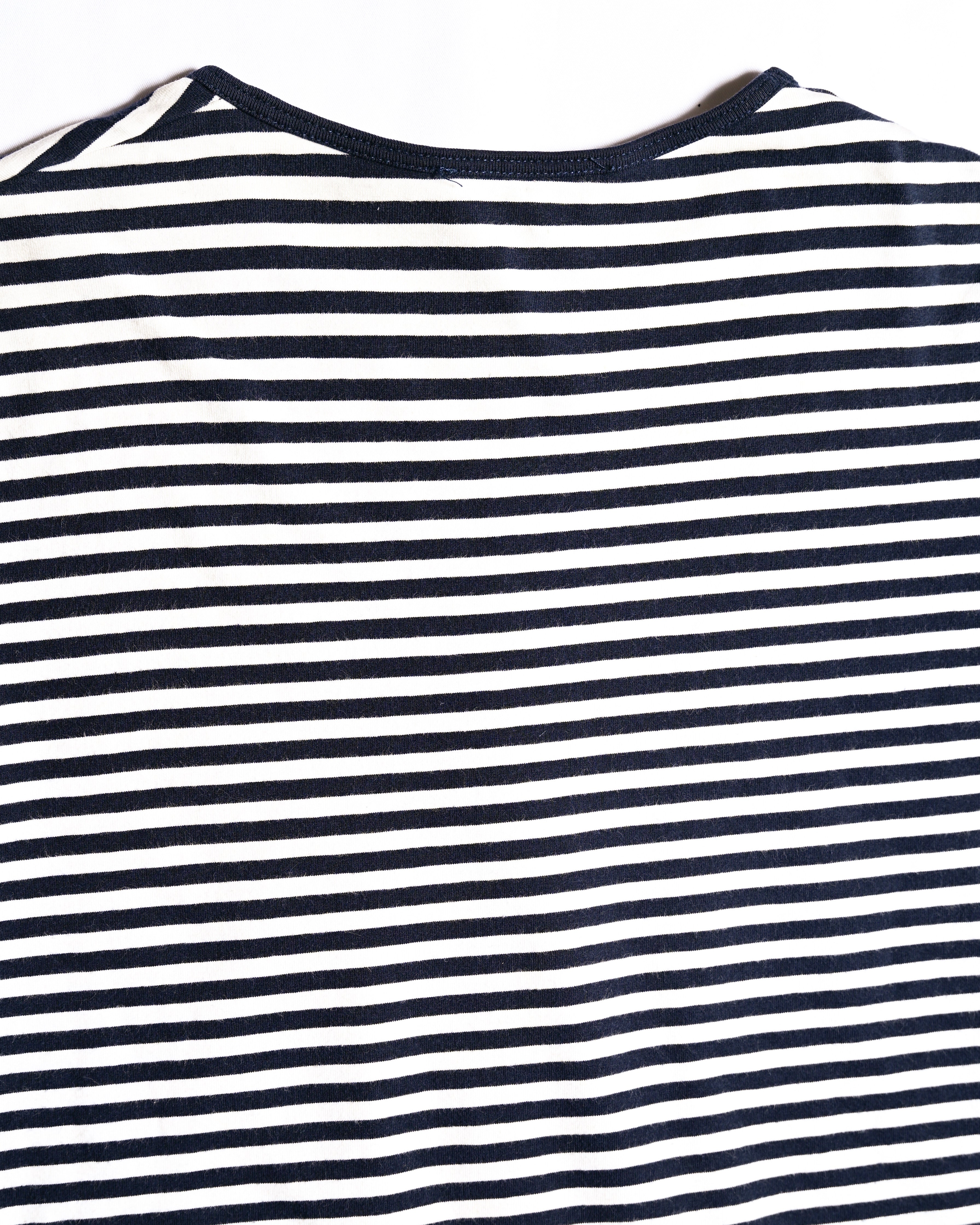 CÉLINE/ Classical Tight Fit Crew Neck Striped Top Navy × White