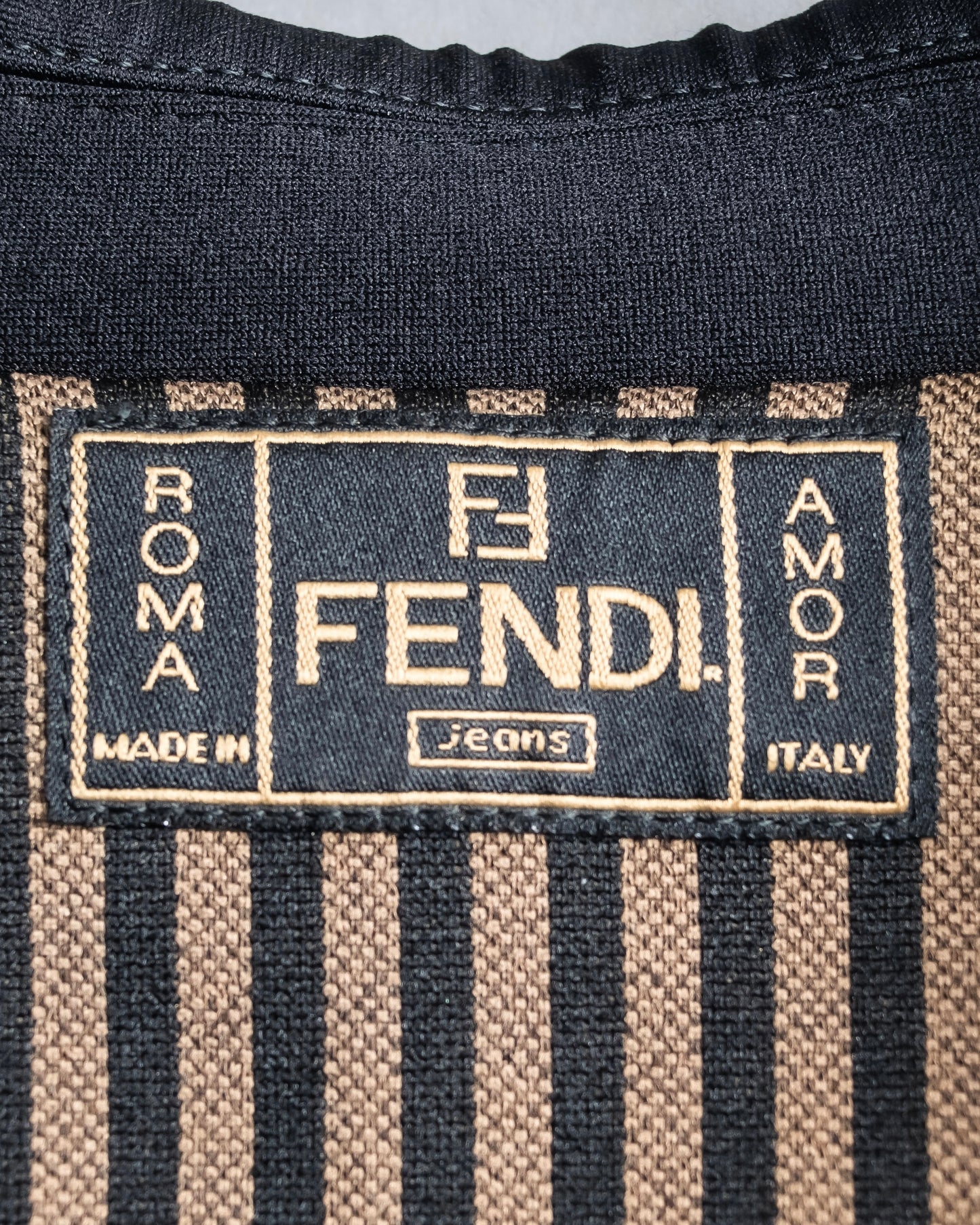 "FENDI" Pecan pattern design mid length stand up collar coat