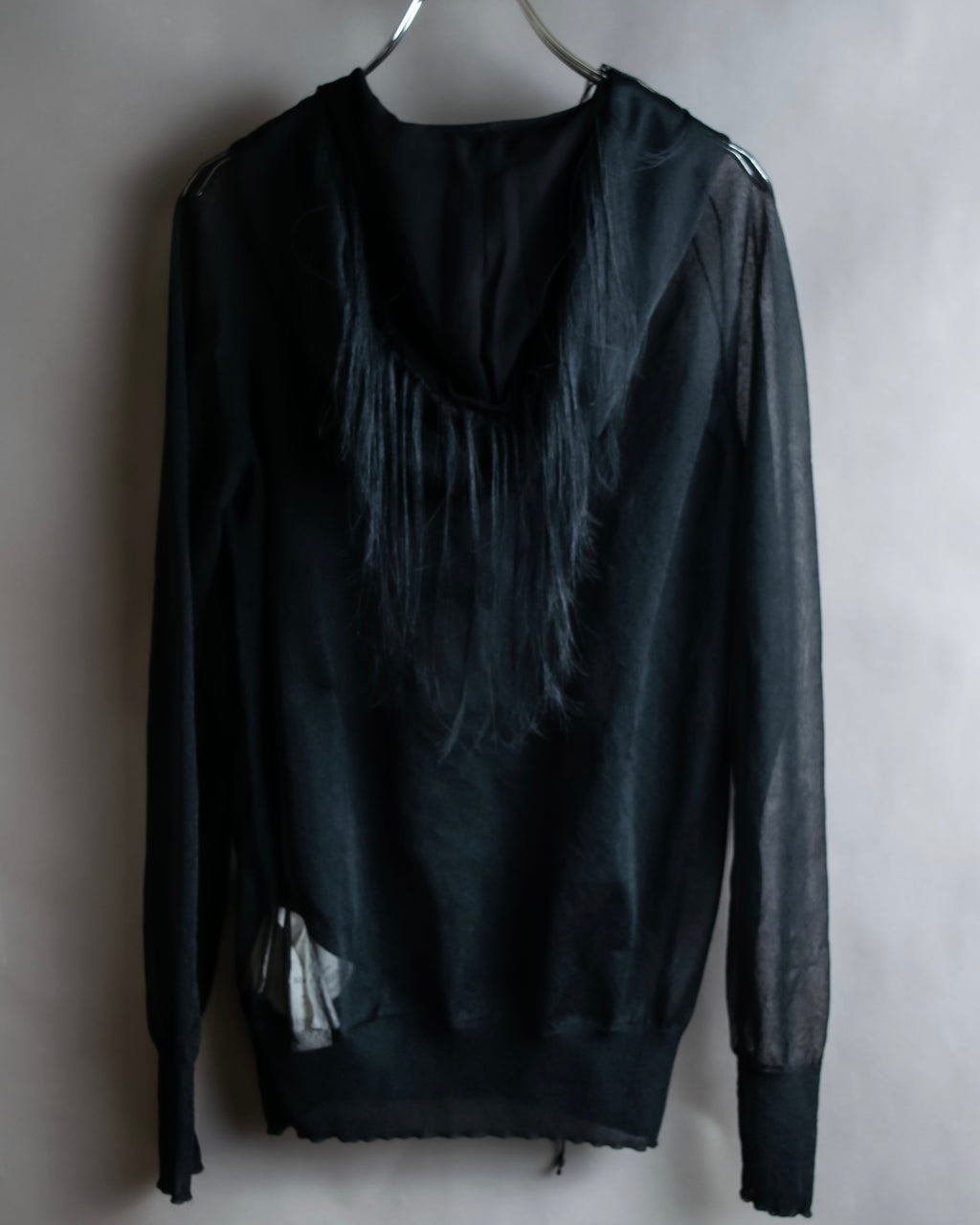 "sacai" Wig design sheer hooded pullover
