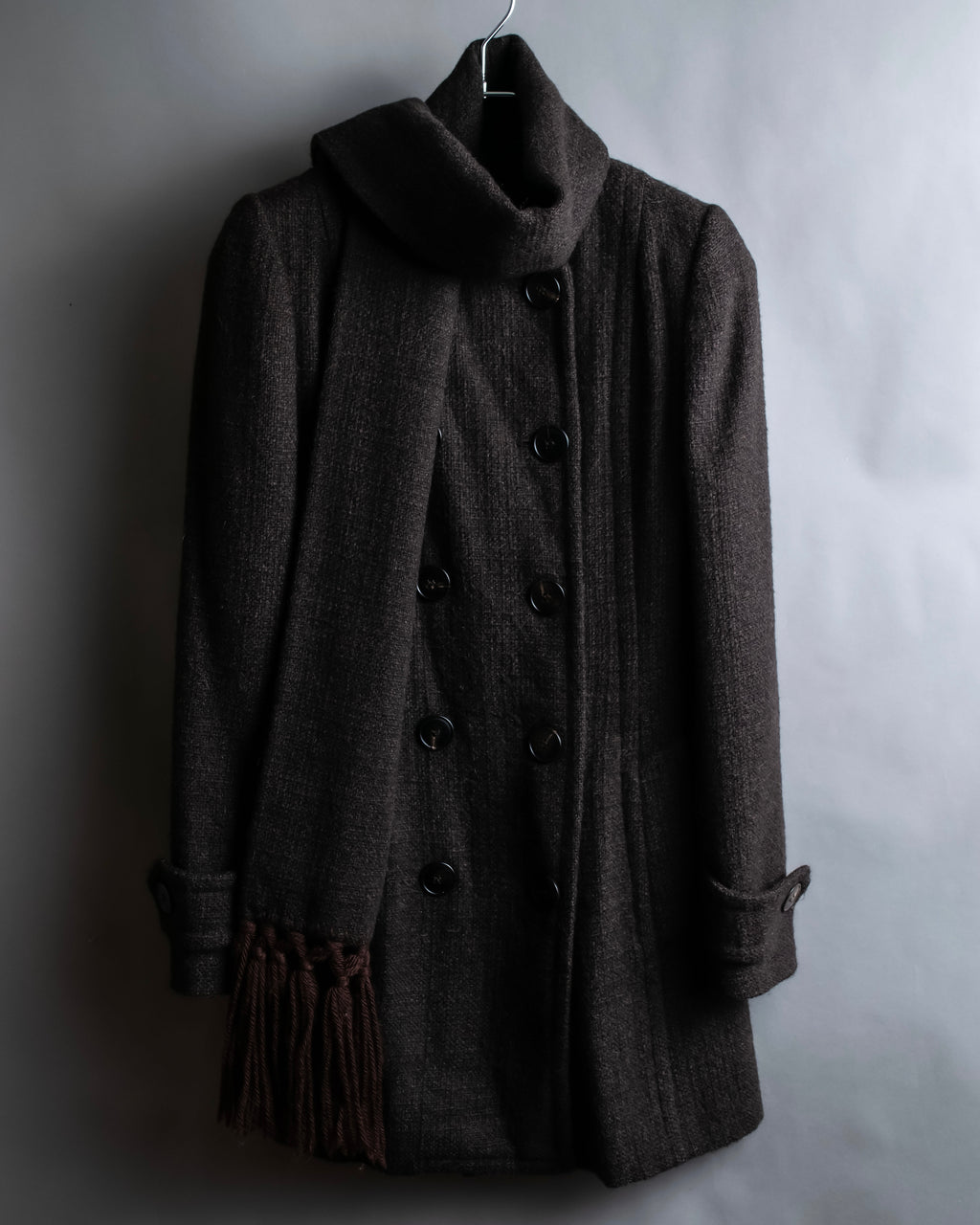 "DOLCE & GABBANA" Fringe scarf included double-breasted coat