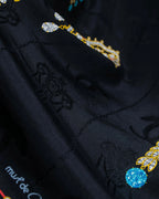 "Cartier" Gemstone brooch motif silk square scarf