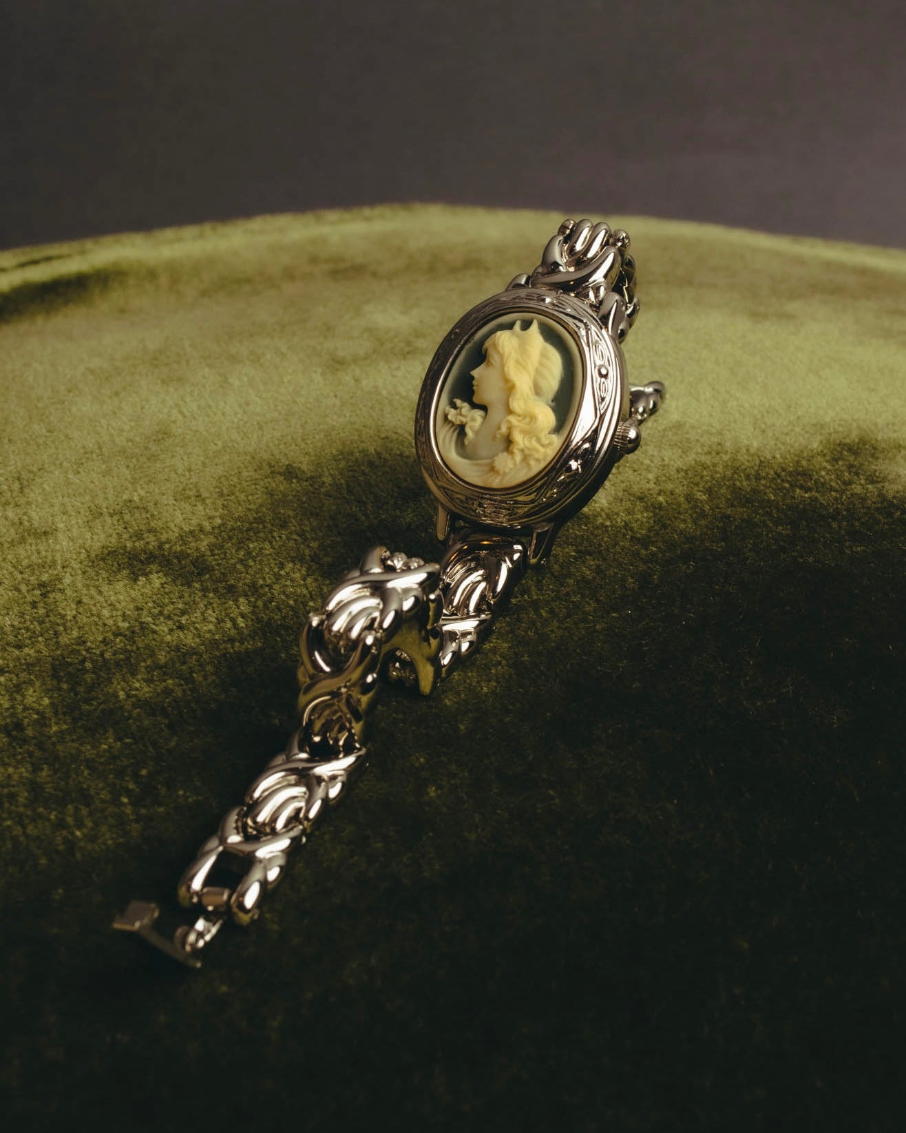 "Valentino Michelle" Vintage cameo secret quartz bracelet watch