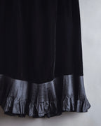 "CELINE" Pleated satin hem velvet flare skirt