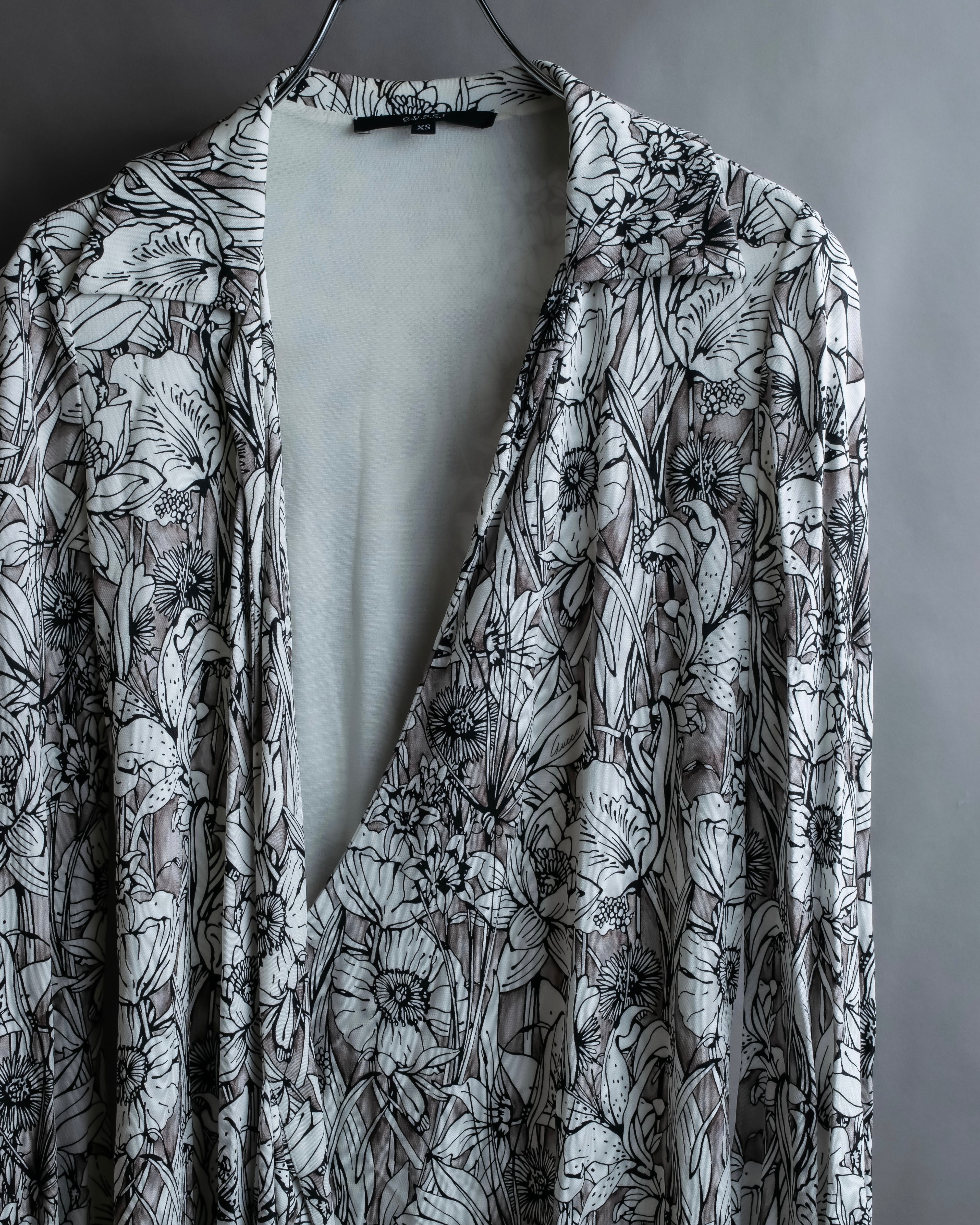 "GUCCI" Monotone floral print wrap dress