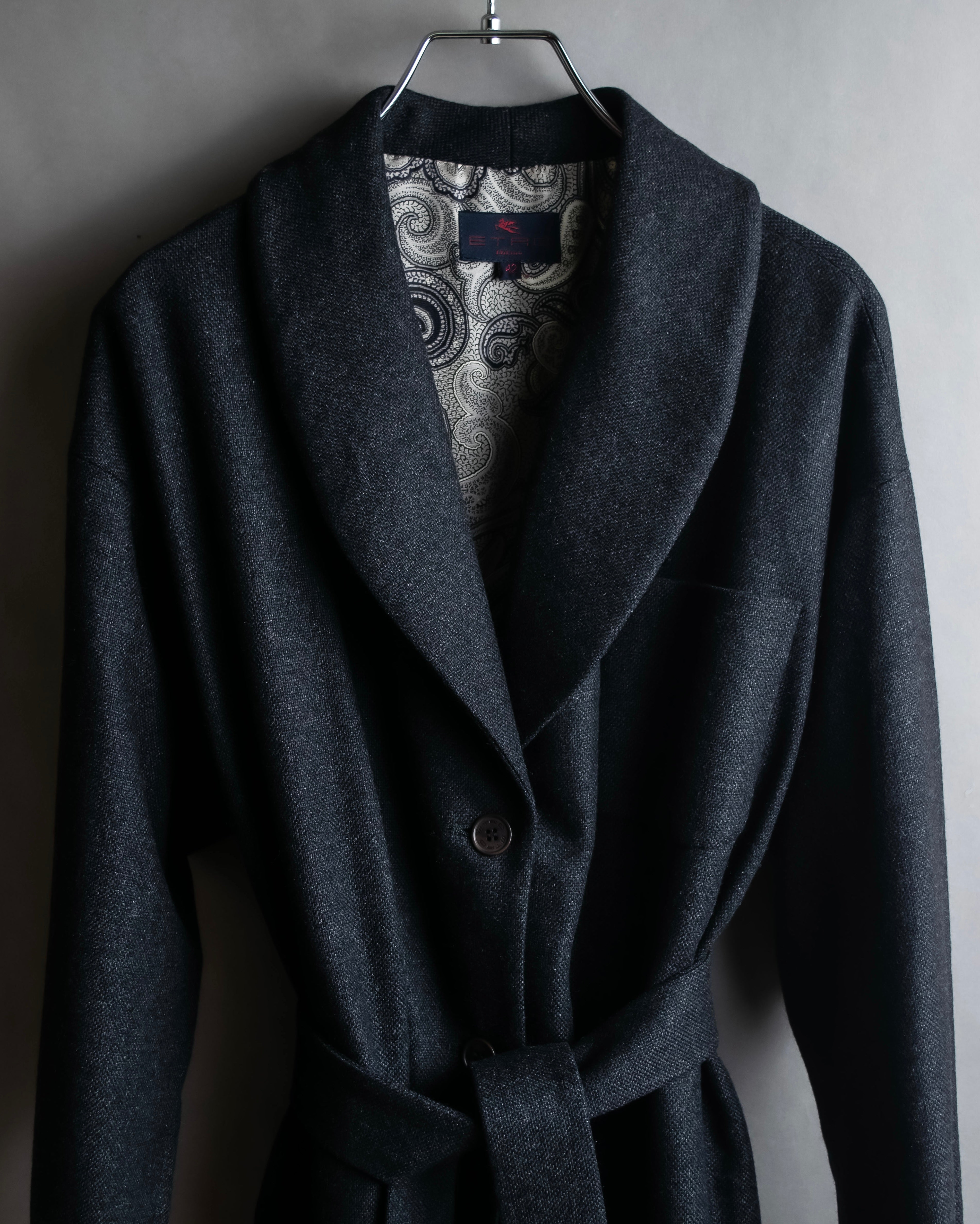 "ETRO" Shawl collar belted mid-length coat