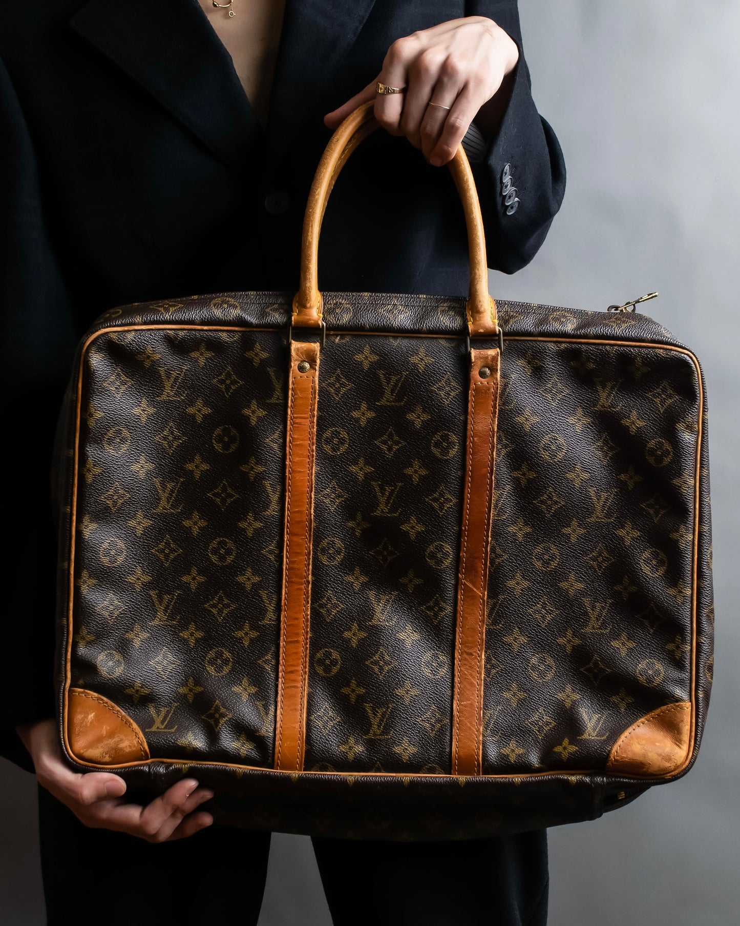 "LOUIS VUITTON" Porto document voyage monogram pattern boston bag