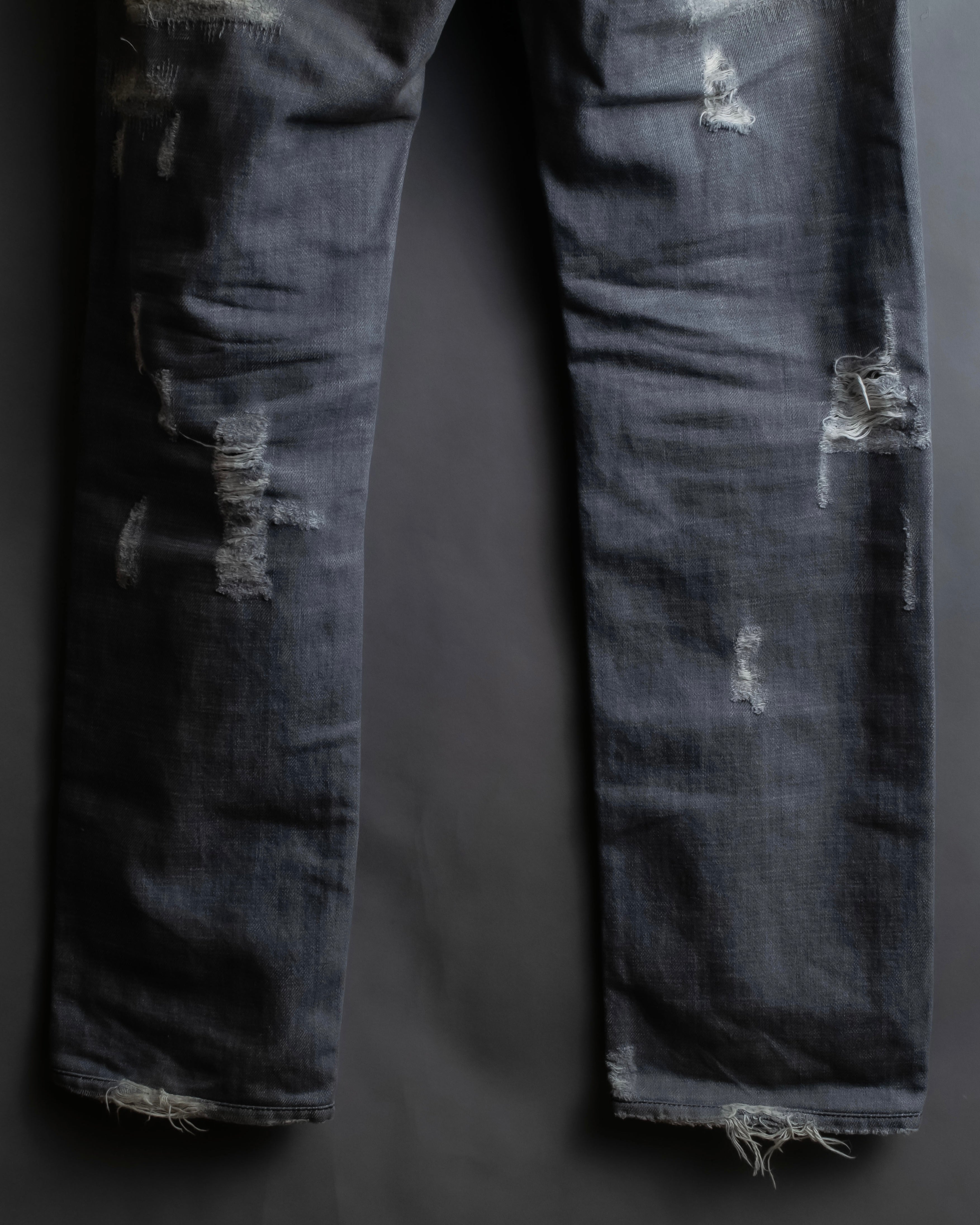 "Dolce &amp; Gabbana"Faded design gray denim pants