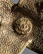 "CELINE" Quilted plate design gold brooch