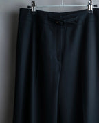 "CHANEL" 100% wool belted wide straight slacks