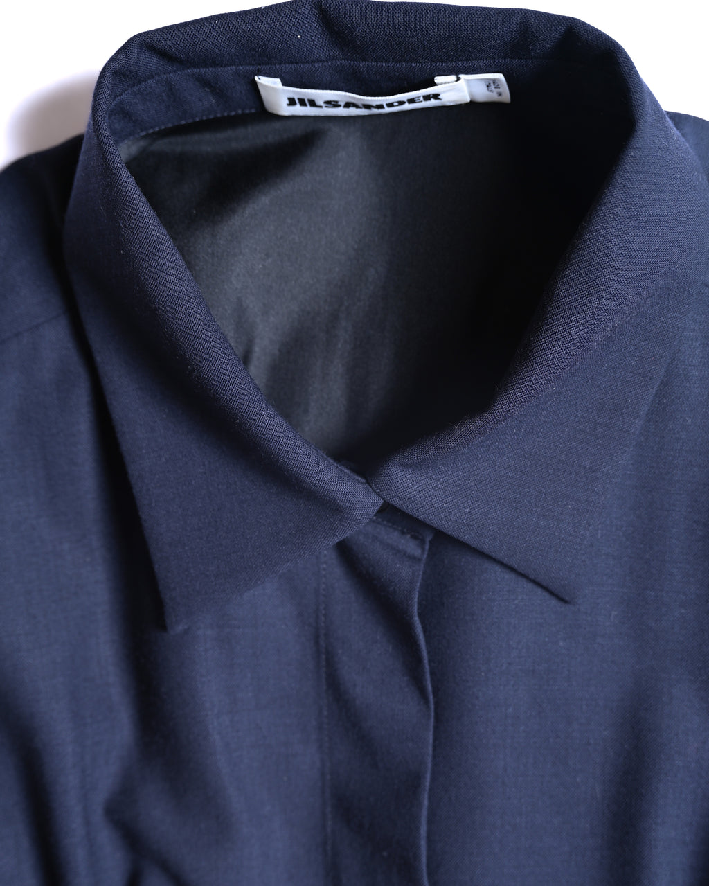 JIL SANDER/ 2015 Shape Designed Wool Shirt Coat Navy
