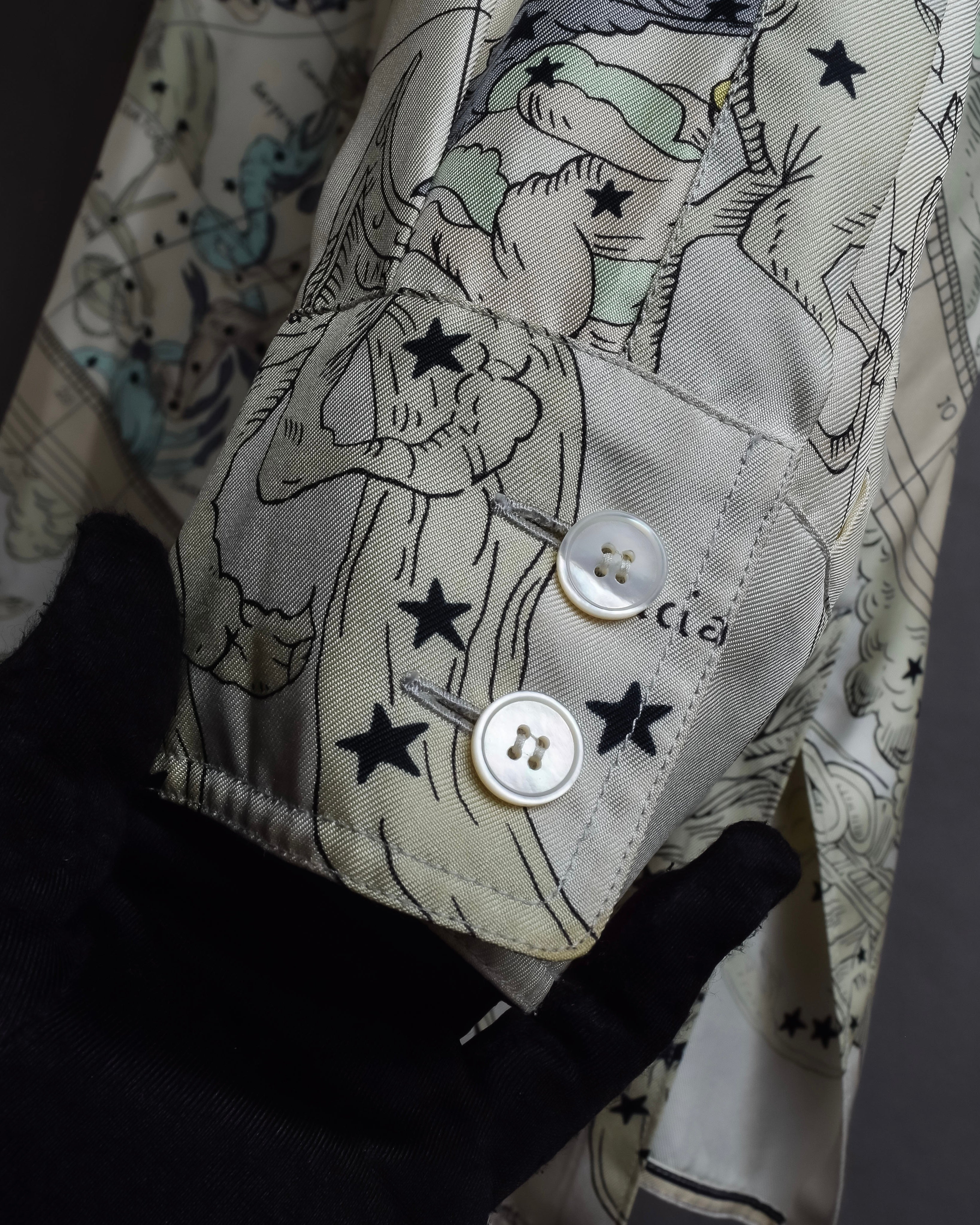 "HERMES" Margiela period Les Étoiles, Stars silk shirt