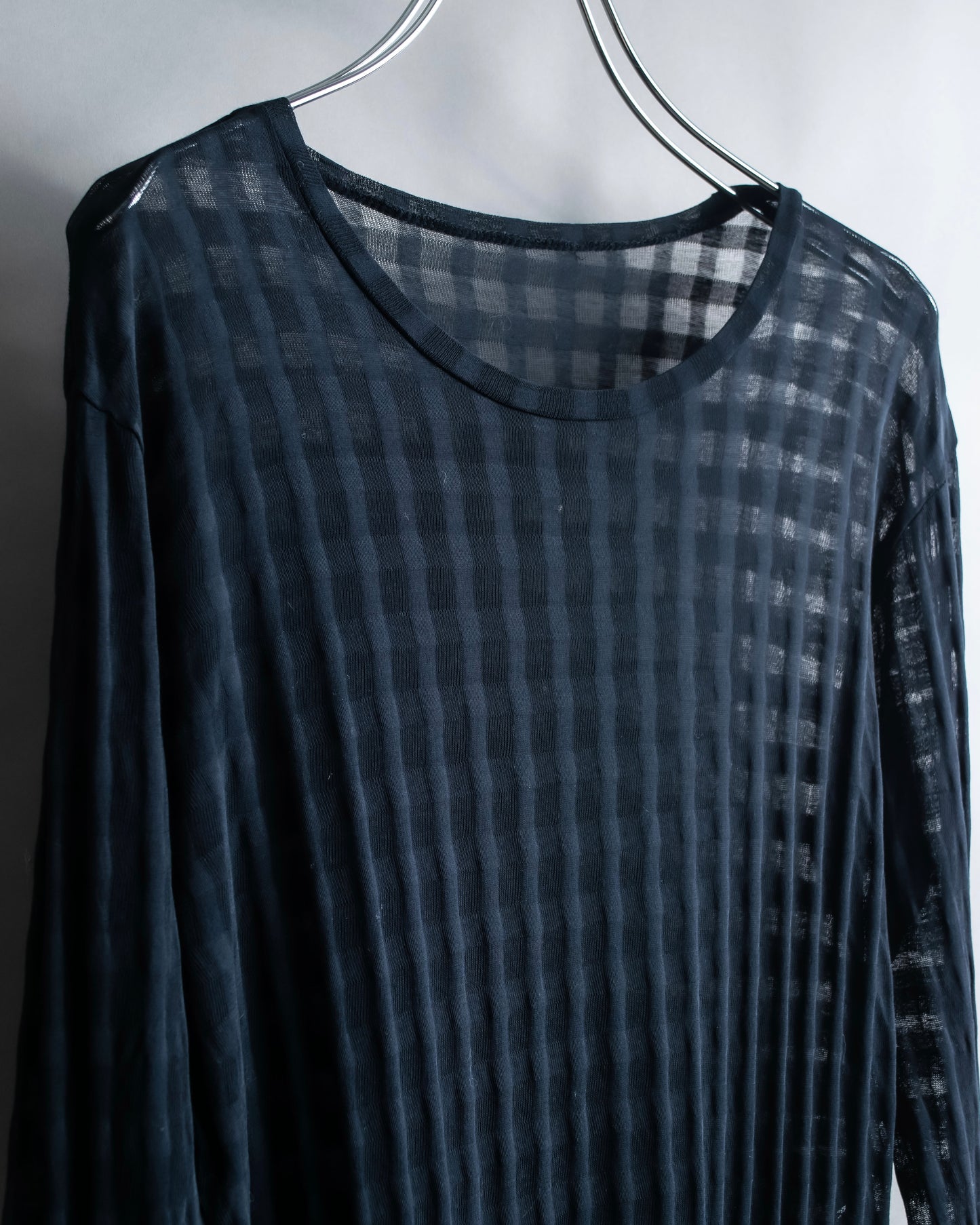 "ISSEY MIYAKE" Checkered see through pullover