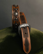 "ARIAT" 00's-10's Studded tooled leather western belt