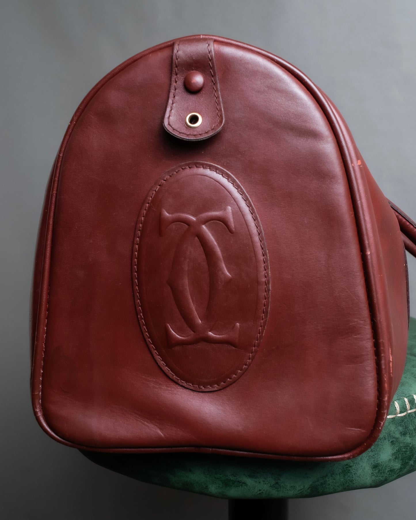 "Cartier" 2C logo engraved bordeaux color boston bag