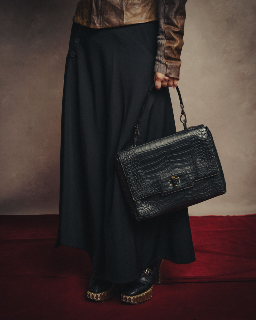 -SPECIAL- “GUCCI“ 70’s Crocodile turn lock handbag