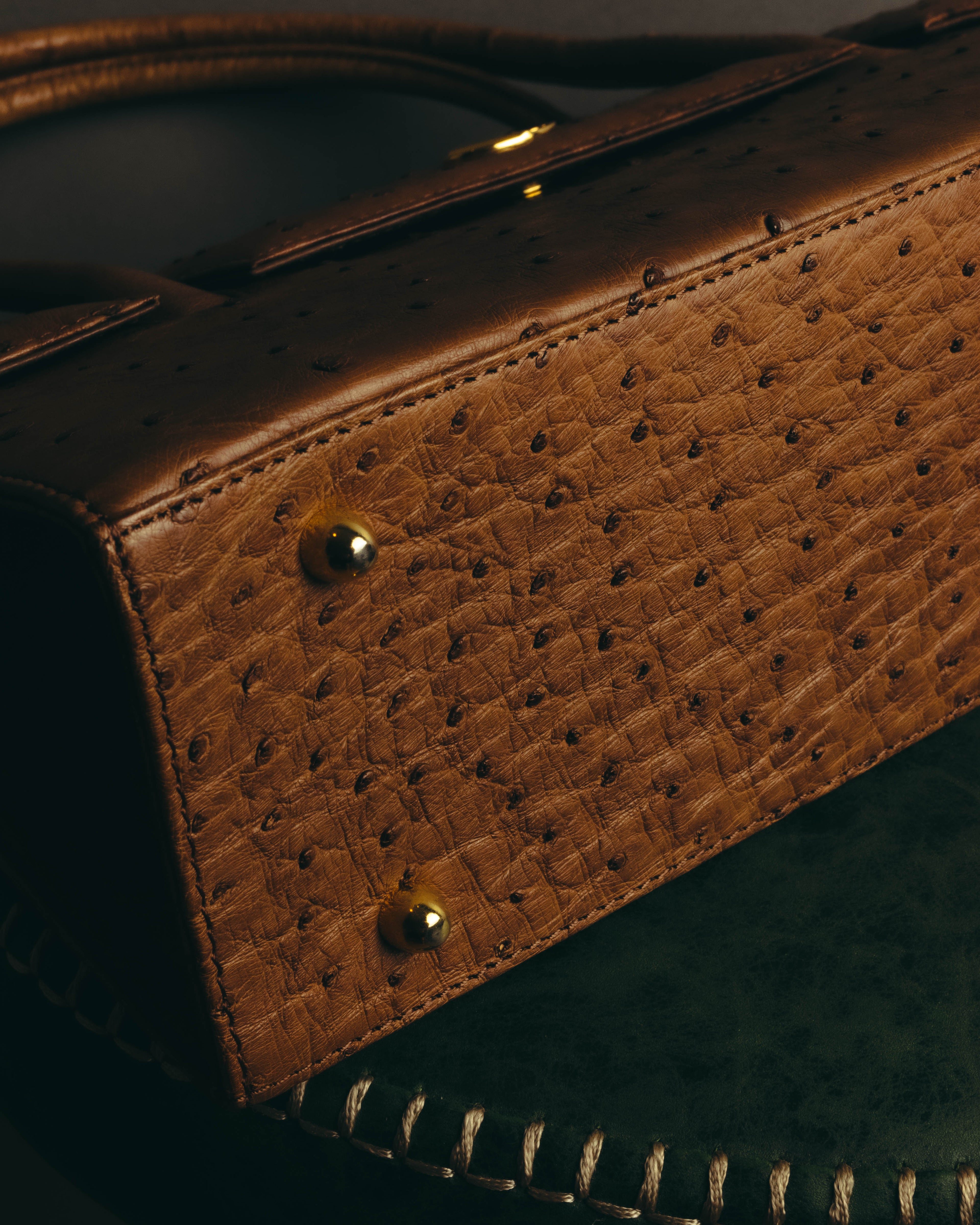 “GIOVANNI VALENTINO” Structured ostrich top handle bag