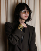 "Christian Dior" Botanical carving gold bangle