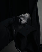 –SPECIAL– "HERMES" 00’s Leather-trimmed viscose evening shirt