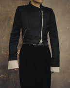 -SPECIAL- “ANN DEMEULEMEESTER” Pre-2012 asymmetric cropped satin biker jacket