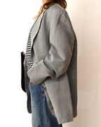 Carven/ Single Breasted 2B Herringbone Oversized Tailored Jacket Gray