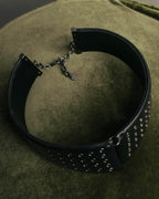 –SPECIAL– "Christian Dior" Late 2000s-2020s Eyelet leather choker necklace