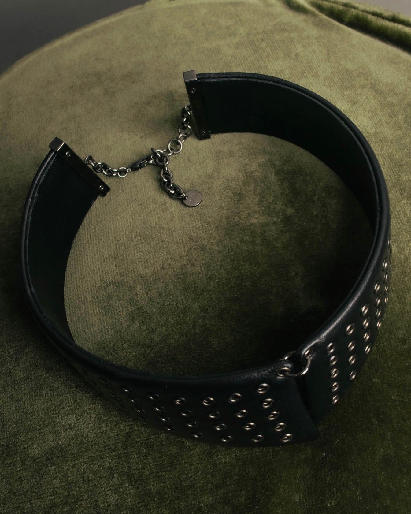 –SPECIAL– "Christian Dior" Late 2000s-2020s Eyelet leather choker necklace