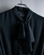 "SOANA" Bowtie belted design long black dress