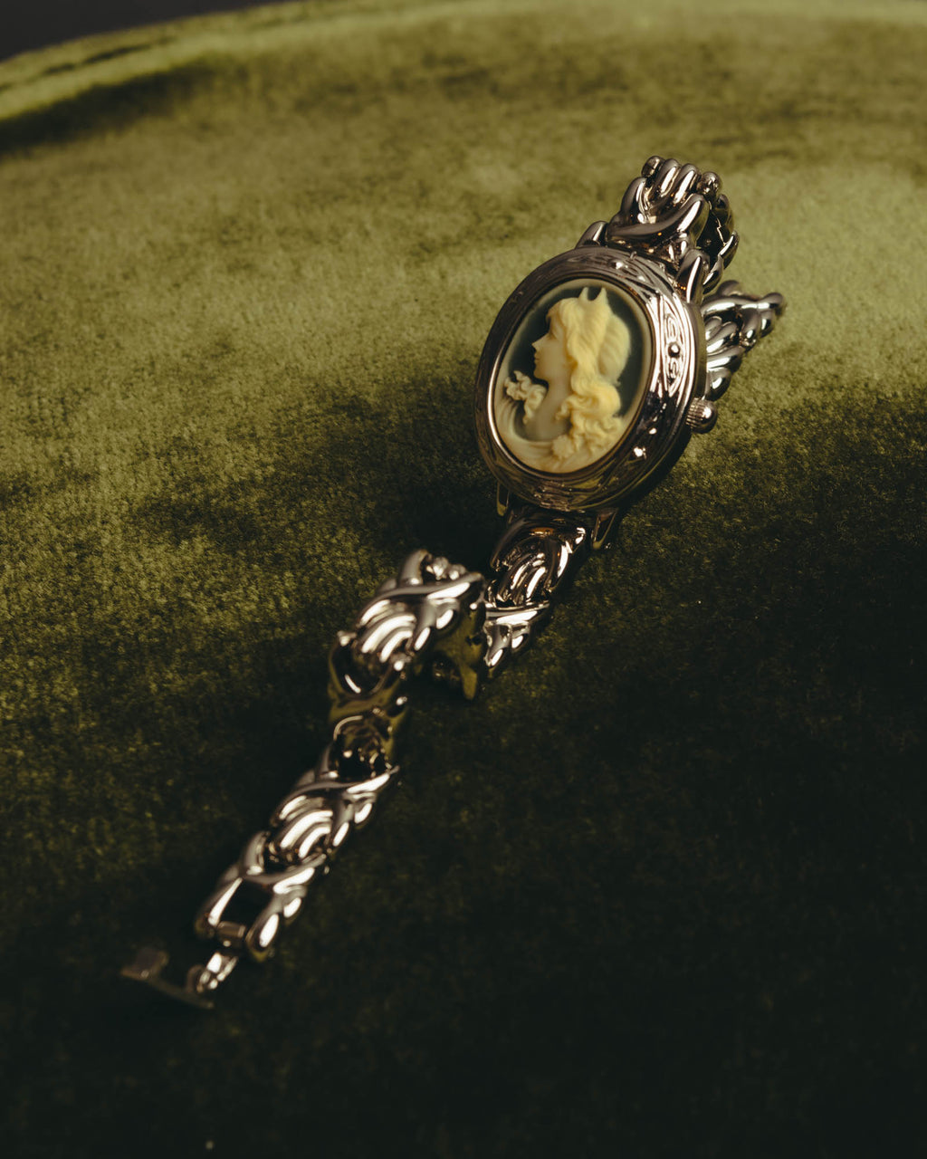 "Valentino Michelle" Vintage cameo secret quartz bracelet watch