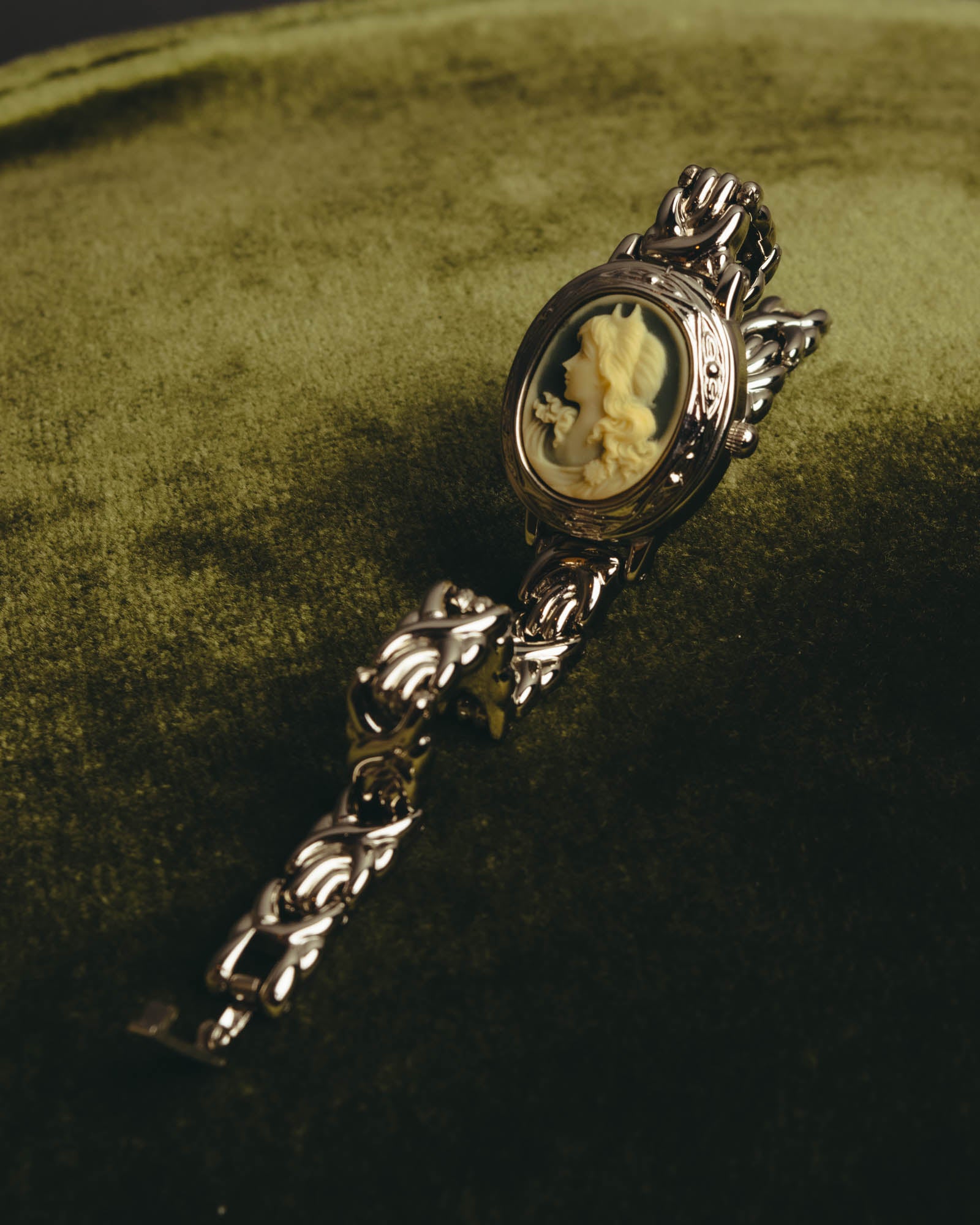 "Valentino Michelle" Vintage cameo secret quartz bracelet watch