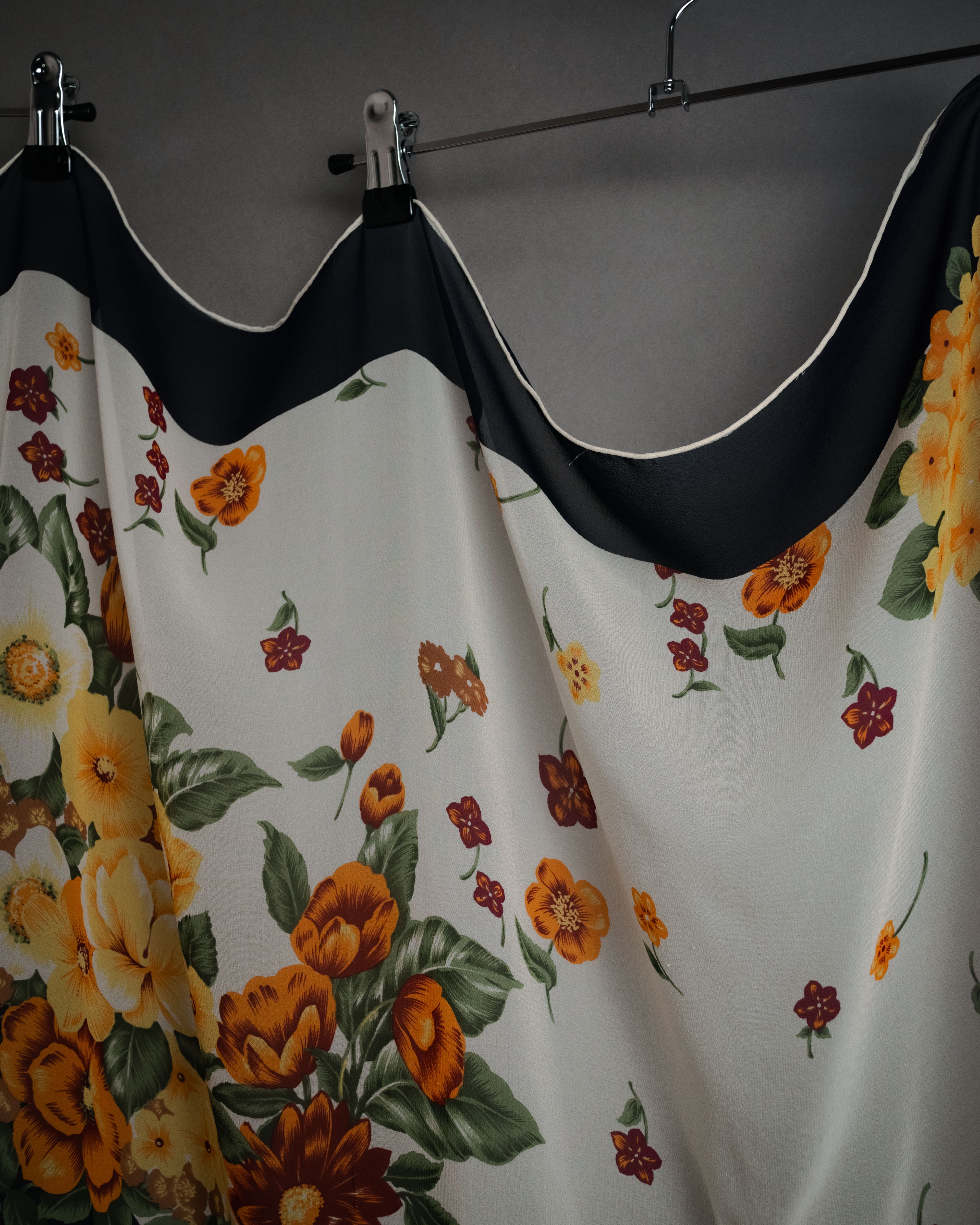 “Christian Dior” 80’s–90’s Botanical silk floral scarf