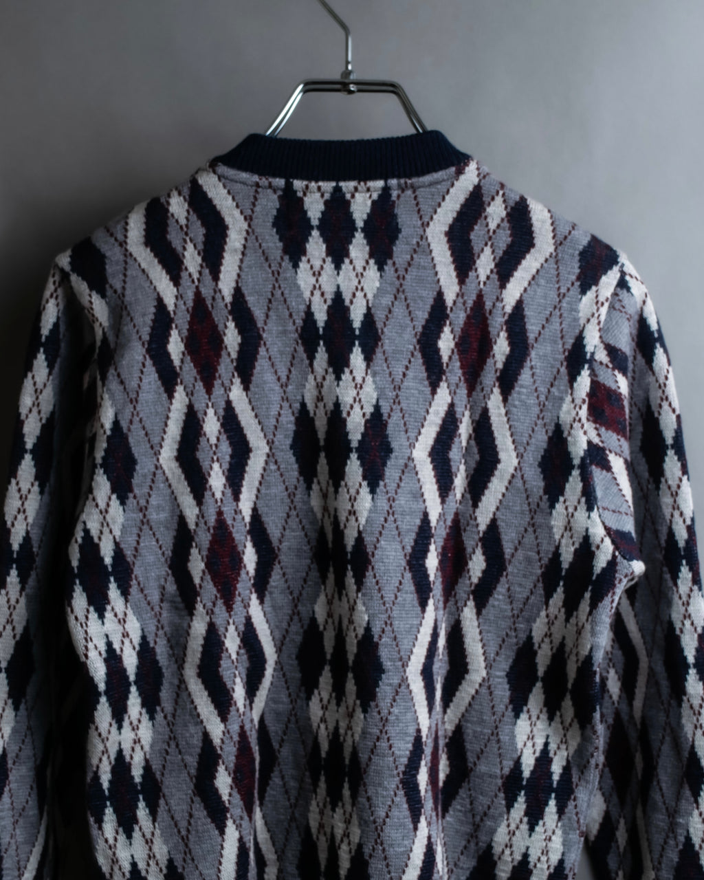 "COMME des GARCONS SHIRT × FRED PERRY" Argyle pattern box silhouette wool knit